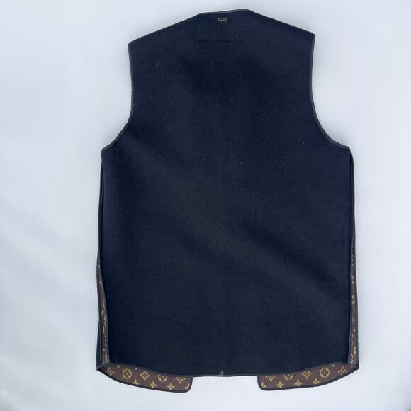 Louis Vuitton monogram And Black Men’s Vest Inner Jacket Layer Wool Size 36 - Picture 9 of 10